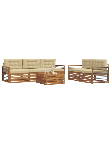 Set di divani con cuscino 6 pcs Naturale e Beige