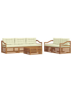 Set di divani con cuscino 6 pcs Naturale e Crema 2