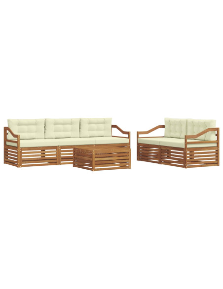 Set di divani con cuscino 6 pcs Naturale e Crema