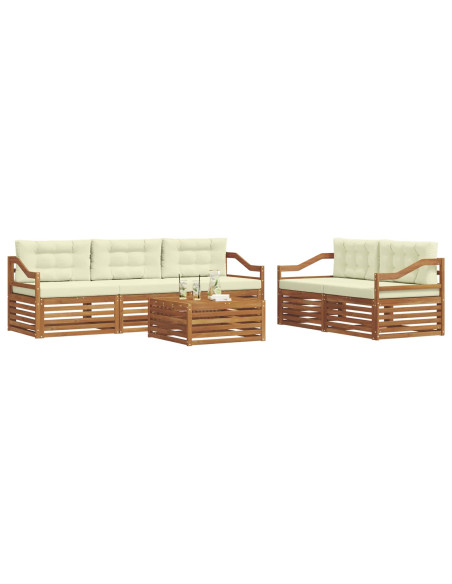 Set di divani con cuscino 6 pcs Naturale e Crema