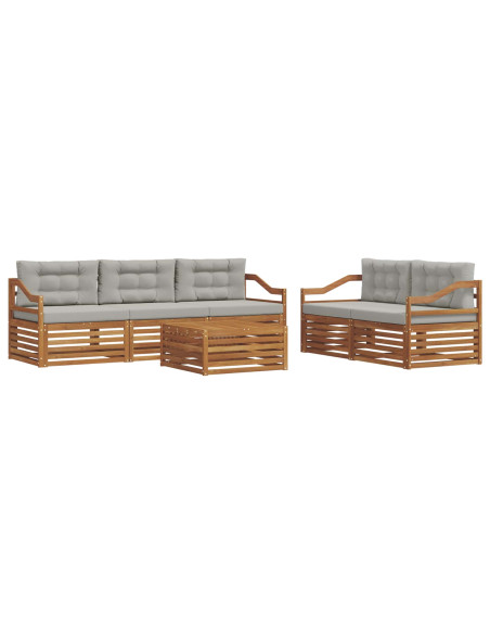 Set di divani con cuscino 6 pcs Grigio Naturale e Chiaro