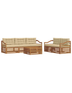 Set di divani con cuscino 6 pcs Naturale e Beige 2