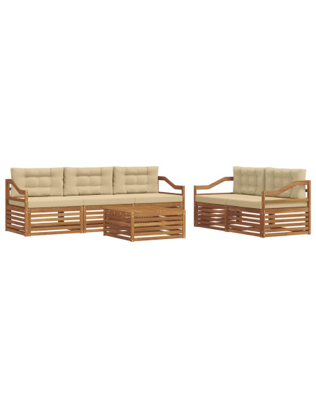 Set di divani con cuscino 6 pcs Naturale e Beige