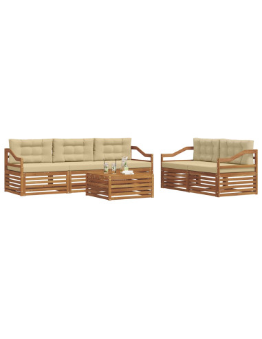 Set di divani con cuscino 6 pcs Naturale e Beige