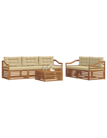 Set di divani con cuscino 6 pcs Naturale e Beige