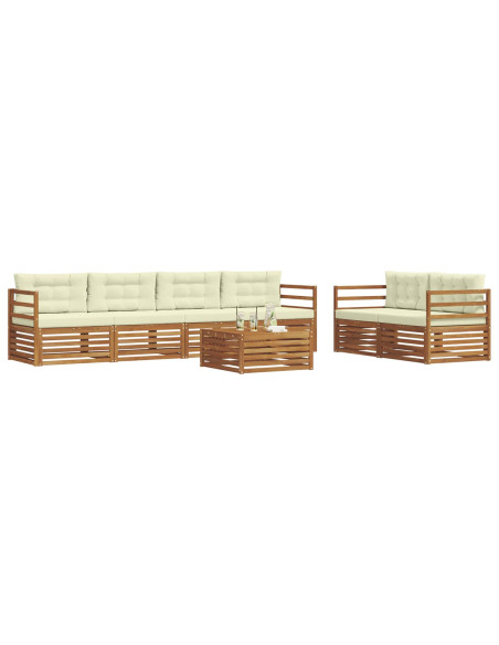 Set di divani con cuscino 7 pcs Naturale e Crema