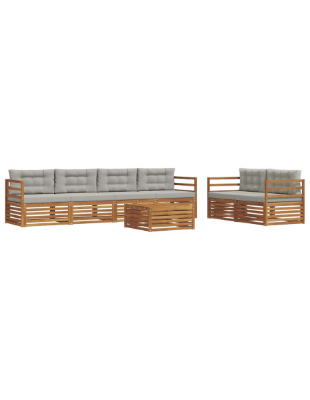 Set di divani con cuscino 7 pcs Grigio Naturale e Chiaro
