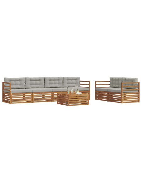 Set di divani con cuscino 7 pcs Grigio Naturale e Chiaro