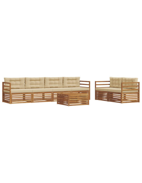 Set di divani con cuscino 7 pcs Naturale e Beige