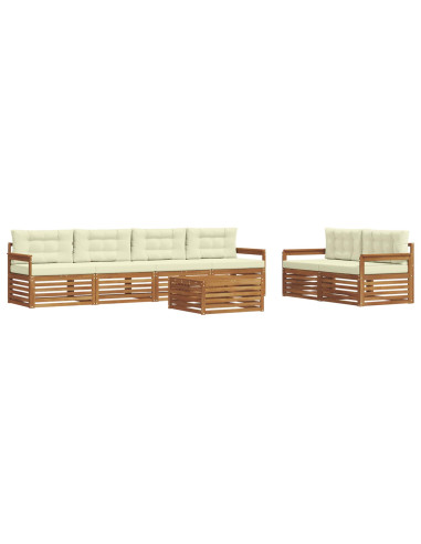 Set di divani con cuscino 7 pcs Naturale e Crema