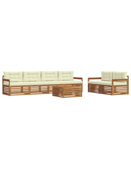 Set di divani con cuscino 7 pcs Naturale e Crema