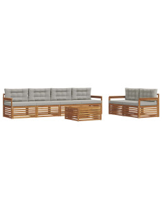 Set di divani con cuscino 7 pcs Grigio Naturale e Chiaro 2