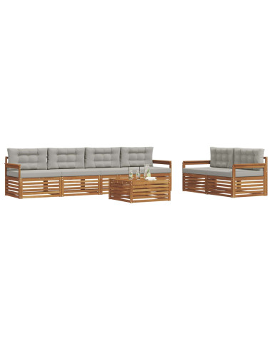 Set di divani con cuscino 7 pcs Grigio Naturale e Chiaro