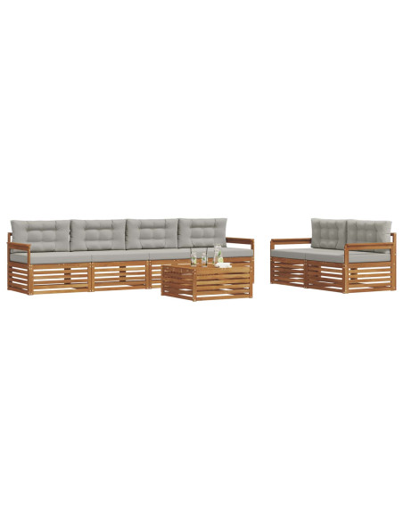 Set di divani con cuscino 7 pcs Grigio Naturale e Chiaro
