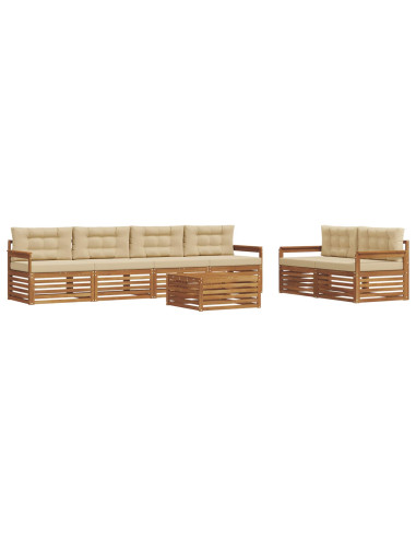 Set di divani con cuscino 7 pcs Naturale e Beige