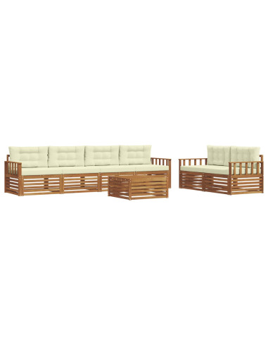 Set di divani con cuscino 7 pcs Naturale e Crema