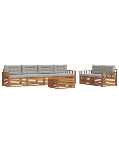Set di divani con cuscino 7 pcs Grigio Naturale e Chiaro