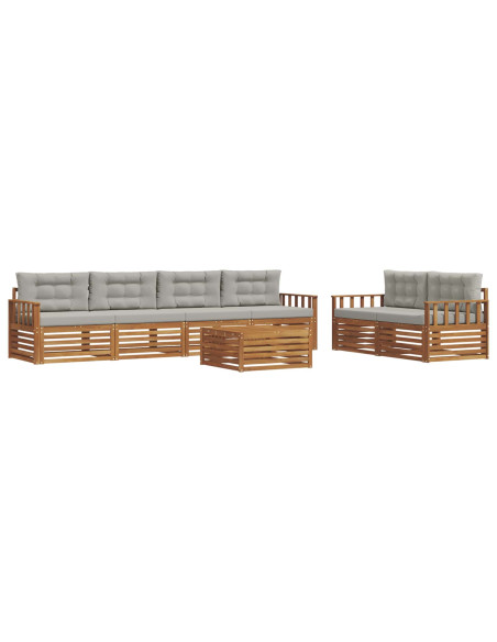 Set di divani con cuscino 7 pcs Grigio Naturale e Chiaro