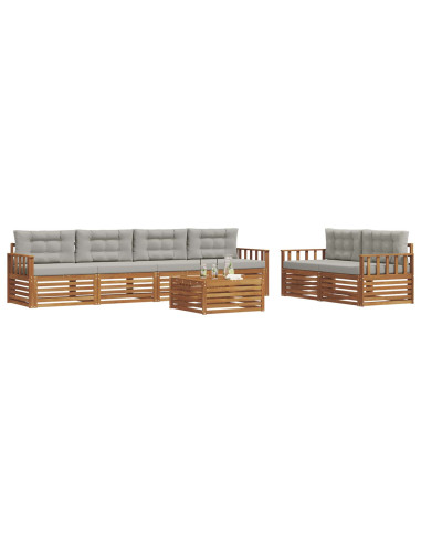 Set di divani con cuscino 7 pcs Grigio Naturale e Chiaro