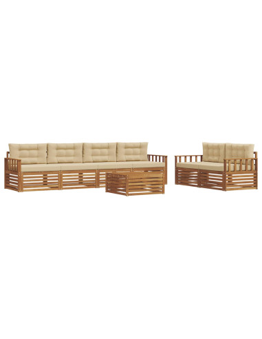 Set di divani con cuscino 7 pcs Naturale e Beige