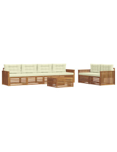 Set di divani con cuscino 7 pcs Naturale e Crema 2