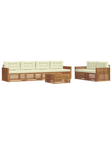 Set di divani con cuscino 7 pcs Naturale e Crema