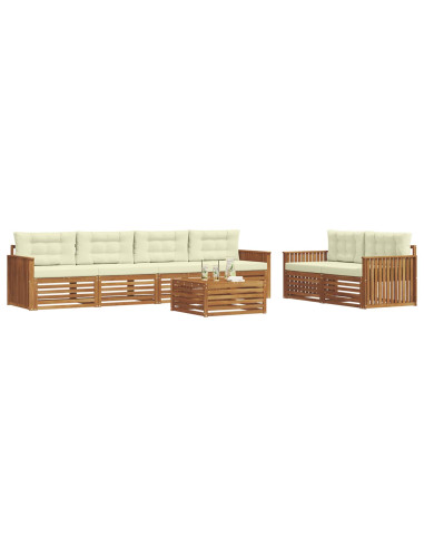 Set di divani con cuscino 7 pcs Naturale e Crema