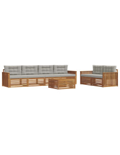 Set di divani con cuscino 7 pcs Grigio Naturale e Chiaro 2