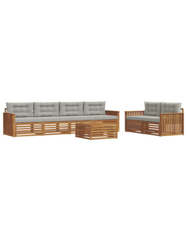 Set di divani con cuscino 7 pcs Grigio Naturale e Chiaro