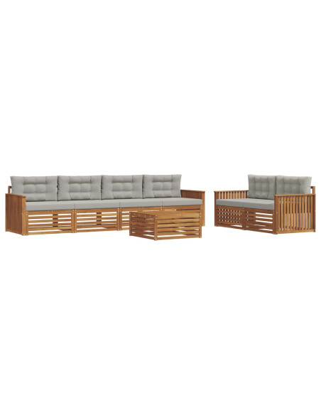 Set di divani con cuscino 7 pcs Grigio Naturale e Chiaro
