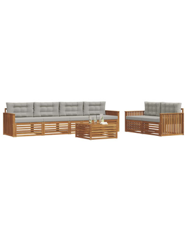 Set di divani con cuscino 7 pcs Grigio Naturale e Chiaro