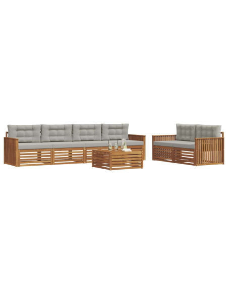 Set di divani con cuscino 7 pcs Grigio Naturale e Chiaro