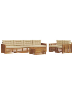 Set di divani con cuscino 7 pcs Naturale e Beige 2