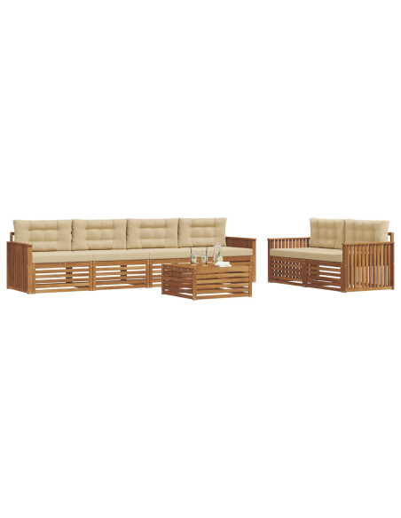 Set di divani con cuscino 7 pcs Naturale e Beige