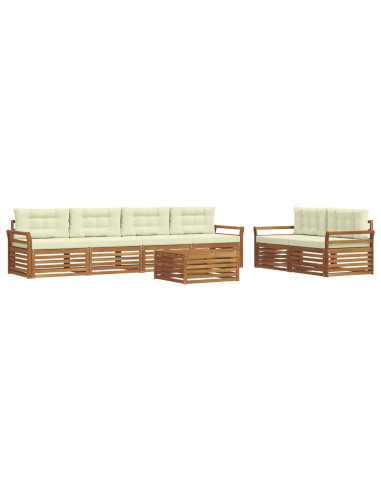 Set di divani con cuscino 7 pcs Naturale e Crema
