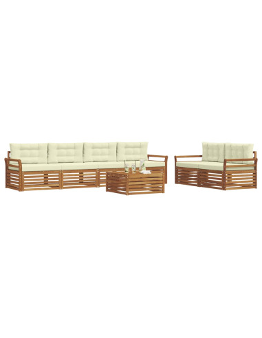 Set di divani con cuscino 7 pcs Naturale e Crema