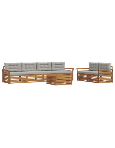 Set di divani con cuscino 7 pcs Grigio Naturale e Chiaro