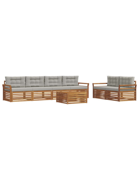 Set di divani con cuscino 7 pcs Grigio Naturale e Chiaro