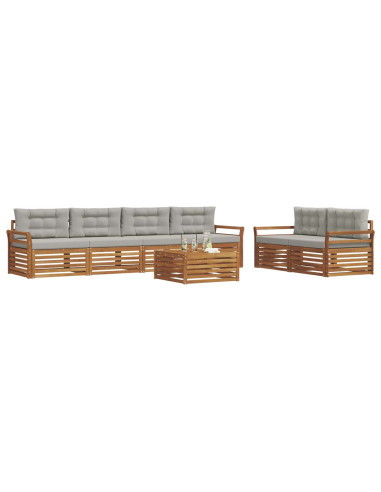 Set di divani con cuscino 7 pcs Grigio Naturale e Chiaro