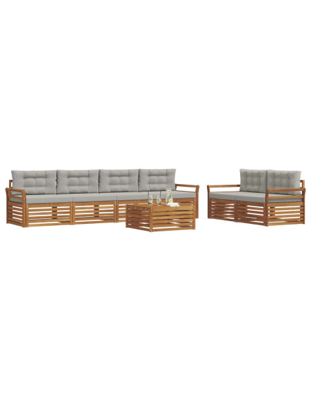 Set di divani con cuscino 7 pcs Grigio Naturale e Chiaro