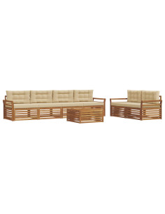 Set di divani con cuscino 7 pcs Naturale e Beige 2