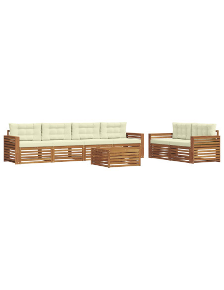 Set di divani con cuscino 7 pcs Naturale e Crema