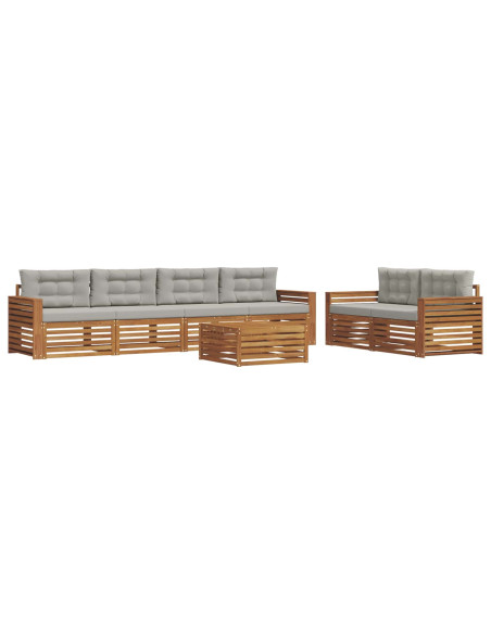 Set di divani con cuscino 7 pcs Grigio Naturale e Chiaro