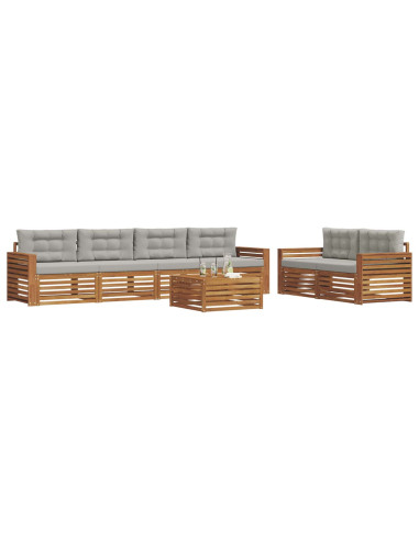 Set di divani con cuscino 7 pcs Grigio Naturale e Chiaro
