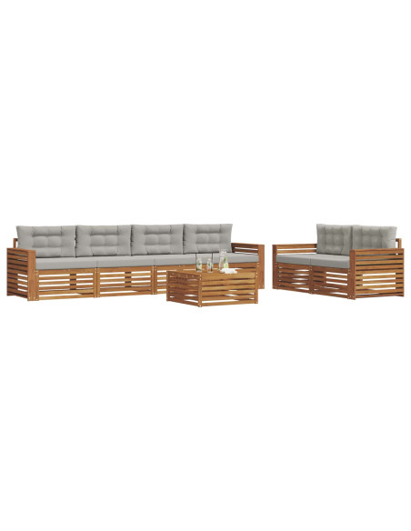 Set di divani con cuscino 7 pcs Grigio Naturale e Chiaro