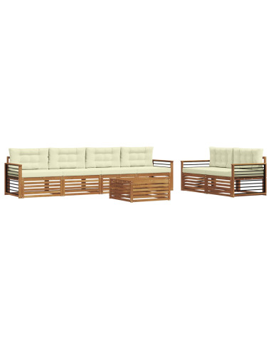 Set di divani con cuscino 7 pcs Naturale e Crema