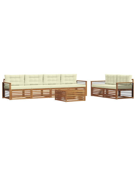 Set di divani con cuscino 7 pcs Naturale e Crema