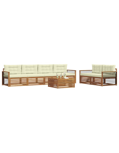 Set di divani con cuscino 7 pcs Naturale e Crema
