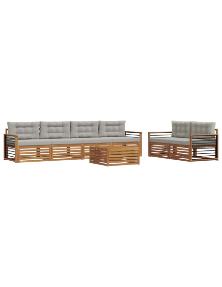 Set di divani con cuscino 7 pcs Grigio Naturale e Chiaro
