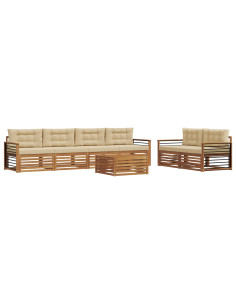 Set di divani con cuscino 7 pcs Naturale e Beige 2